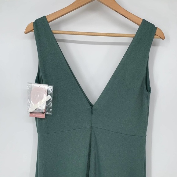 New NWT Birdy Grey “Shamin” Long Crepe Gown Maxi Dress Sea Glass GreenSleeveless - Picture 4 of 12